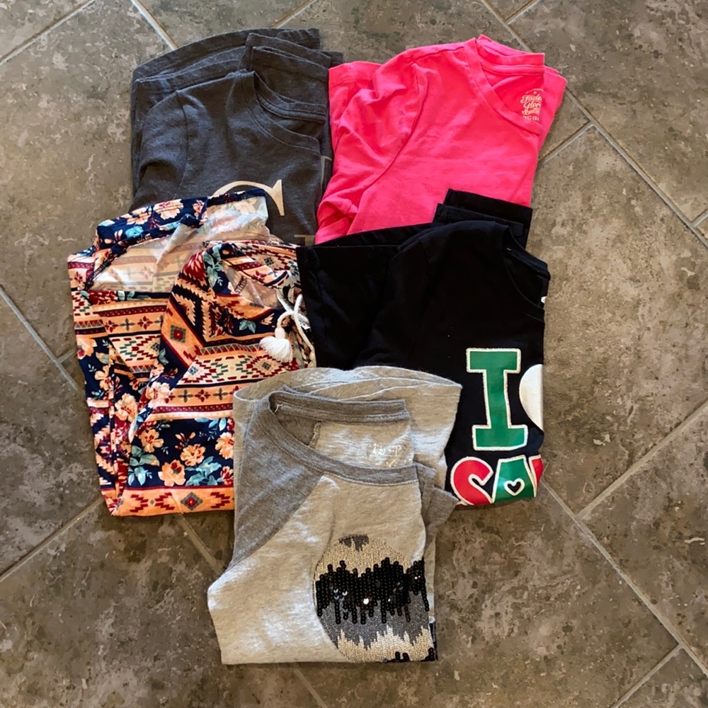 Lot of 5 girls long sleeve shirts